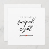 Modern So Glad I Swiped Right Valentine's Flat シーズンカード (正面/裏面)