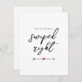 Modern So Glad I Swiped Right Valentine's Flat シーズンカード (正面/裏面)