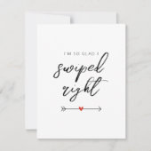 Modern So Glad I Swiped Right Valentine's Flat シーズンカード (正面)