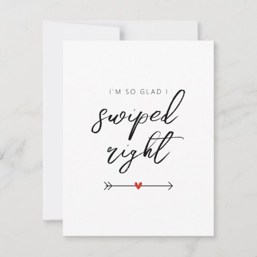 Modern So Glad I Swiped Right Valentine's Flat シーズンカード (正面)