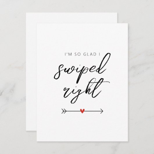 Modern So Glad I Swiped Right Valentine's Flat シーズンカード (正面/裏面)