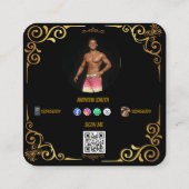 Modern social media add your logo photo QR code スクエア名刺 (裏面)