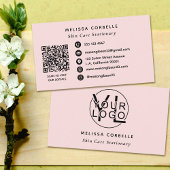 Modern Social Media QR Code Business Logo Pink 名刺