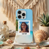 Modern Soft Blue Beach Minimal Custom Photo Design iPhoneケース