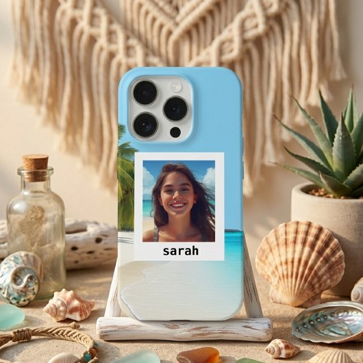 Modern Soft Blue Beach Minimal Custom Photo Design iPhoneケース