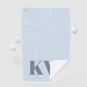 Modern Soft Blue Monogram Initials Personalized ゴルフタオル (インサイチュ)