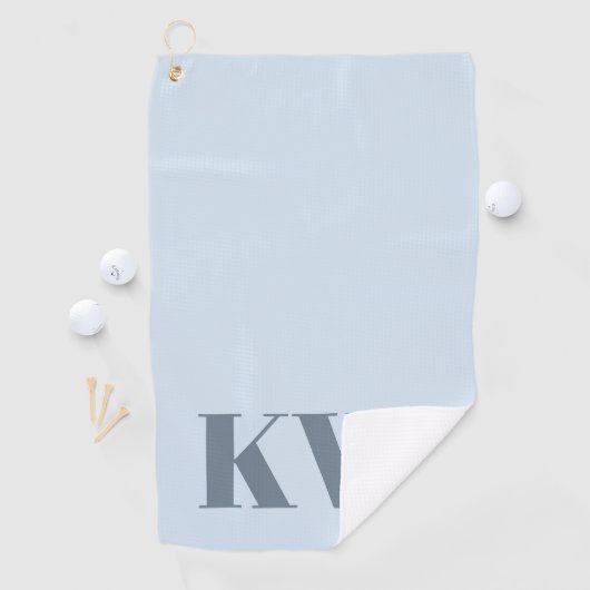 Modern Soft Blue Monogram Initials Personalized ゴルフタオル (インサイチュ)