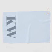 Modern Soft Blue Monogram Initials Personalized ゴルフタオル (横)