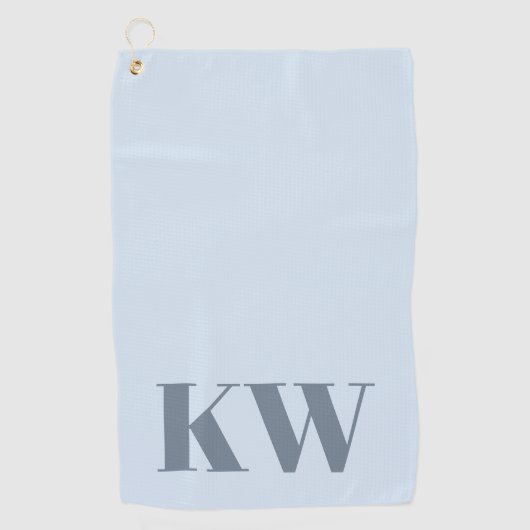 Modern Soft Blue Monogram Initials Personalized ゴルフタオル (正面)