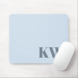 Modern Soft Blue Monogram Initials Personalized マウスパッド<br><div class="desc">Modern Soft Blue Monogram Initials Personalized Mouse Pad</div>
