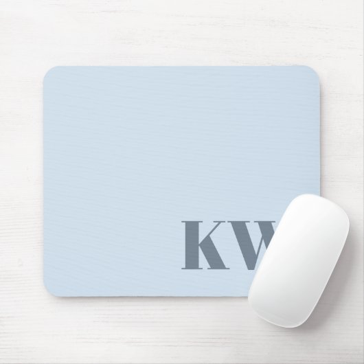 Modern Soft Blue Monogram Initials Personalized マウスパッド (マウス)