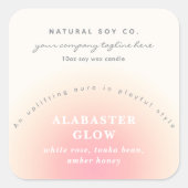 Modern Soft Blush Pink Beige Ombre Candle Label スクエアシール (正面)