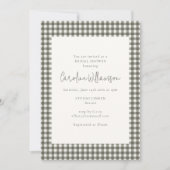 Modern Soft Gray Gingham Plaid Bridal Shower 招待状 (正面)