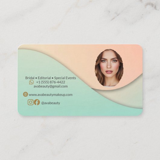 Modern Soft Pastel Makeup Artist Bridal  名刺 (裏面)