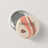 Modern Soft Peach and Earthy Makeup Artist Simple 缶バッジ (正面&裏面)