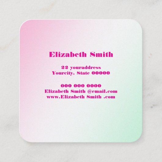 modern soft pink, makeup artist スクエア名刺 (裏面)