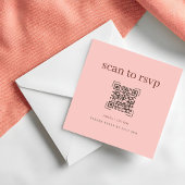 Modern Soft Pink QR Code Wedding Online RSVP Card ノートカード