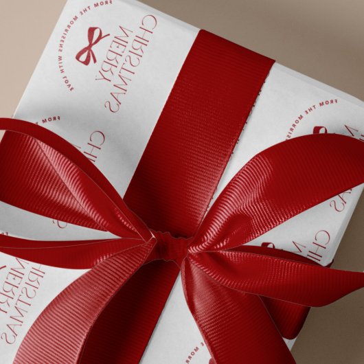 Modern solid red Christmas gift wrapping サテンリボン