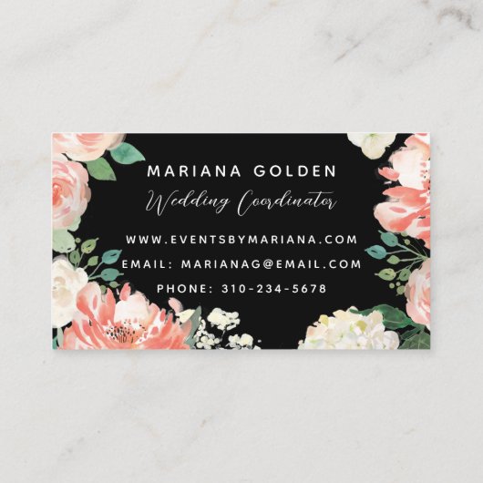 Modern Sophisticated Watercolor Floral 名刺 (裏面)