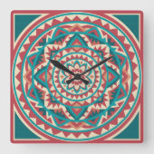 Modern Southwest Mandala  スクエア壁時計 (正面)