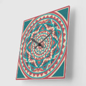 Modern Southwest Mandala  スクエア壁時計 (傾斜)