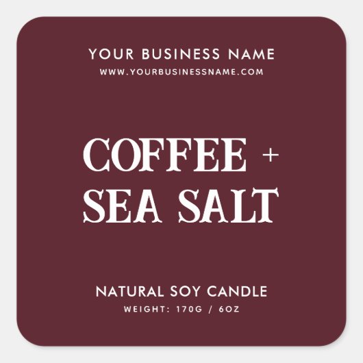 Modern soy wax candle product label スクエアシール (正面)