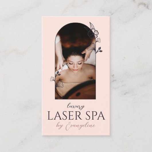 Modern Spa Laser Specialist Floral Rose Arch Photo 名刺 (正面)