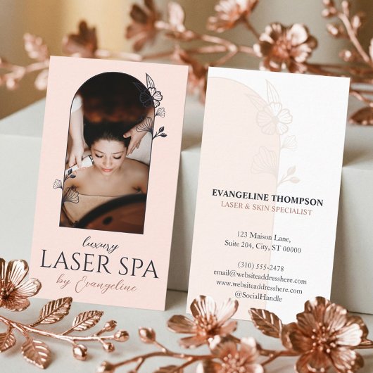 Modern Spa Laser Specialist Floral Rose Arch Photo 名刺