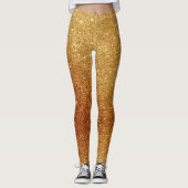 Modern Sparkle Gold Glitter Women’s Leggings レギンス (正面)