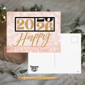 Modern Sparkling Pink Gold 2026 Happy New Year シーズンポストカード