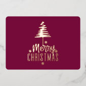 Modern Spiral Christmas Tree Merry Christmas Rose  箔シーズンカード (正面)