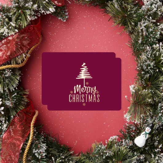 Modern Spiral Christmas Tree Merry Christmas Rose  箔シーズンカード (インサイチュ)