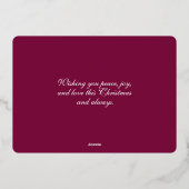 Modern Spiral Christmas Tree Merry Christmas Rose  箔シーズンカード (裏面)