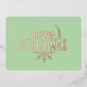 Modern Spiral Christmas Tree Merry Christmas Rose  箔シーズンカード (正面)