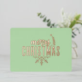 Modern Spiral Christmas Tree Merry Christmas Rose  箔シーズンカード (立ち正面)