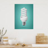 Modern Spiral Compact Fluorescent Lightbulb ポスター (キッチン)