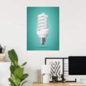 Modern Spiral Compact Fluorescent Lightbulb ポスター (ホームオフィス)