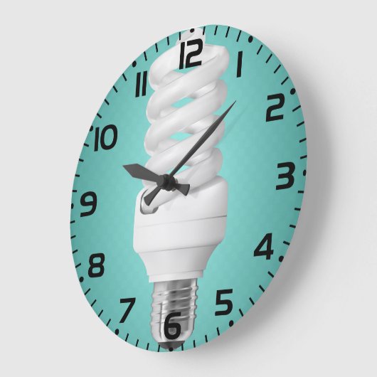 Modern Spiral Compact Fluorescent Lightbulb ラージ壁時計 (傾斜)