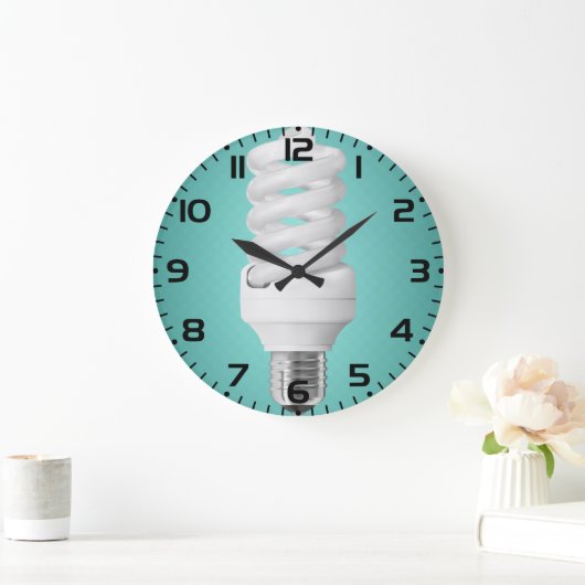 Modern Spiral Compact Fluorescent Lightbulb ラージ壁時計 (ホーム)