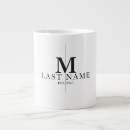 Modern Split Monogram Initial Family Name & Establ ジャンボコーヒーマグカップ