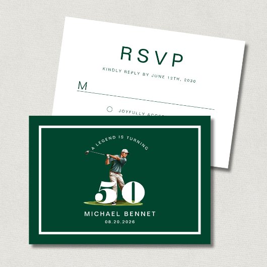 Modern Sport Golf 50th Birthday 出欠カード