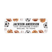 Modern Sports Birthday Return Address ラベル (正面)