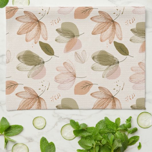 Modern Spring Botanical Floral Kitchen Towels キッチンタオル (折り畳み)