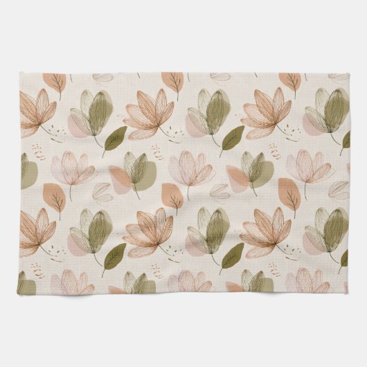 Modern Spring Botanical Floral Kitchen Towels キッチンタオル (横)