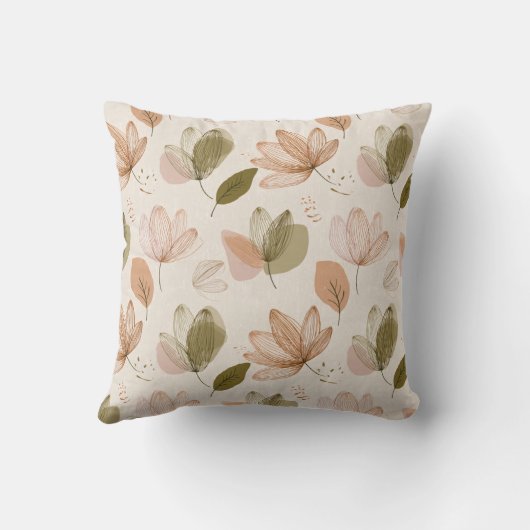 Modern Spring Botanical Floral Throw Pillow クッション (裏面)