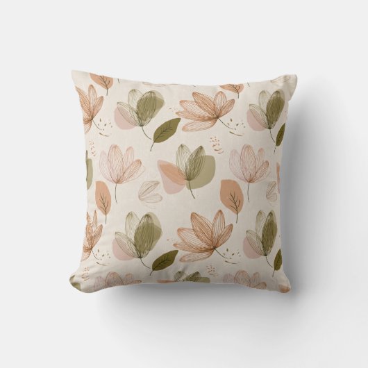 Modern Spring Botanical Floral Throw Pillow クッション (正面)