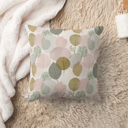 Modern Spring Botanical Throw Pillow クッション (ブランケット)