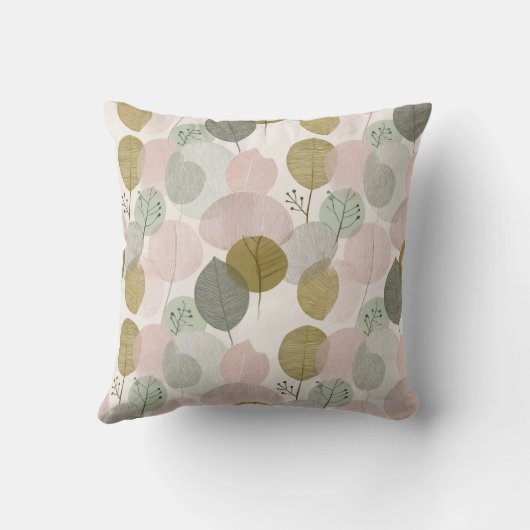 Modern Spring Botanical Throw Pillow クッション (裏面)