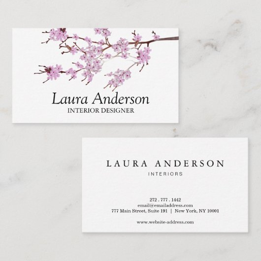 Modern Spring Cherry Blossom Professional  名刺 (正面/裏面)