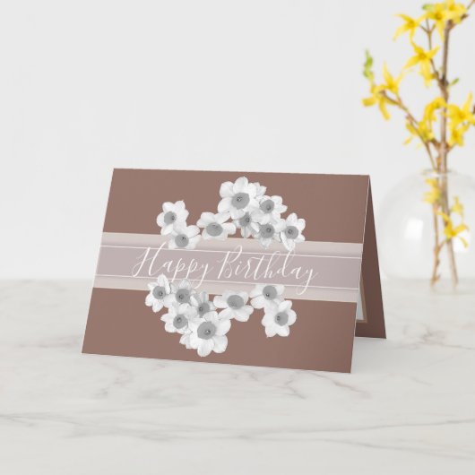 Modern Spring Daffodils Elegant Botanical Birthday カード (黄色い花)